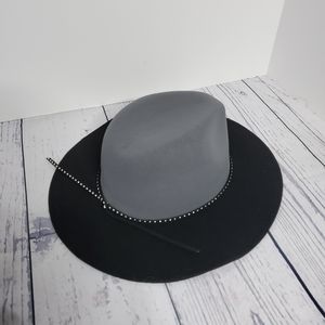 Summer and Rose Felt Fedora Hat Black ad Grey